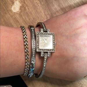 Silver Layered Bracelet Set with Sparkling Accents (bracelet NOT included)